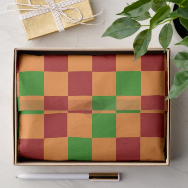 Papel De Seda Red Orange Green Checkered Pattern Design  (Subido por el creador)