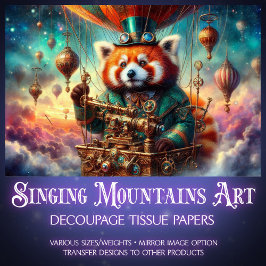 Papel De Seda Red Panda Mecánica Wonderland Flight Decoupage