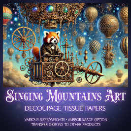 Papel De Seda Red Panda Whimsical Steampunk Adventure Decoupage