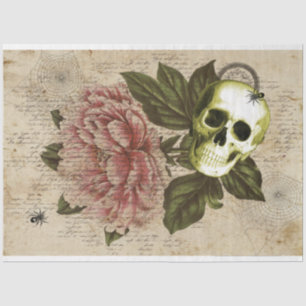 Papel De Seda Red Peony Steampunk Skull Ephemera