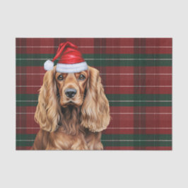 Papel De Seda Red Plaid Cocker Spaniel Dog Christmas