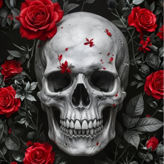 Papel De Seda Red Red Roses Skull – Decoupage Paper (Subido por el creador)