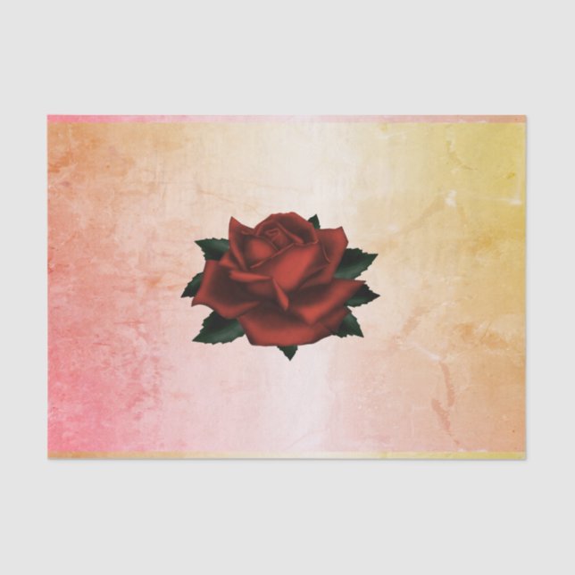 Papel De Seda Red Rose Gothic Boda Peach (Anverso)