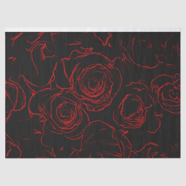 Papel De Seda Red Roses Black Background (Anverso)
