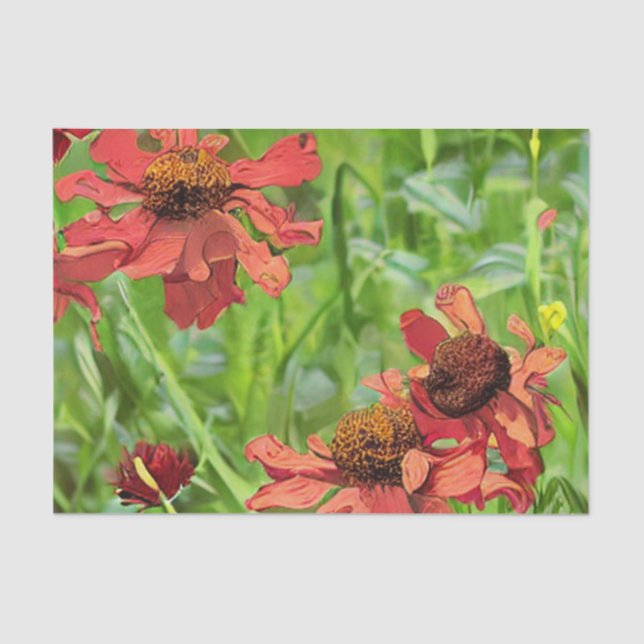 PAPEL DE SEDA RED RUDBECKIA FLOWERS (Anverso)