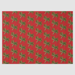Papel De Seda Red Starfish n Holly Pattern Navidades
