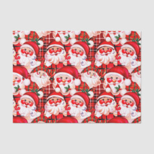 Papel De Seda Red Vintage Santa Claus Tartan Plaid Navidades