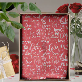 Papel De Seda Red White Love Typography Valentine's Day