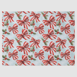 Papel De Seda Red White Striped Bows Christmas Holly