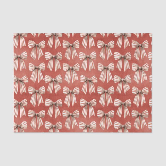 Papel De Seda Red White Stripes Bows Christmas