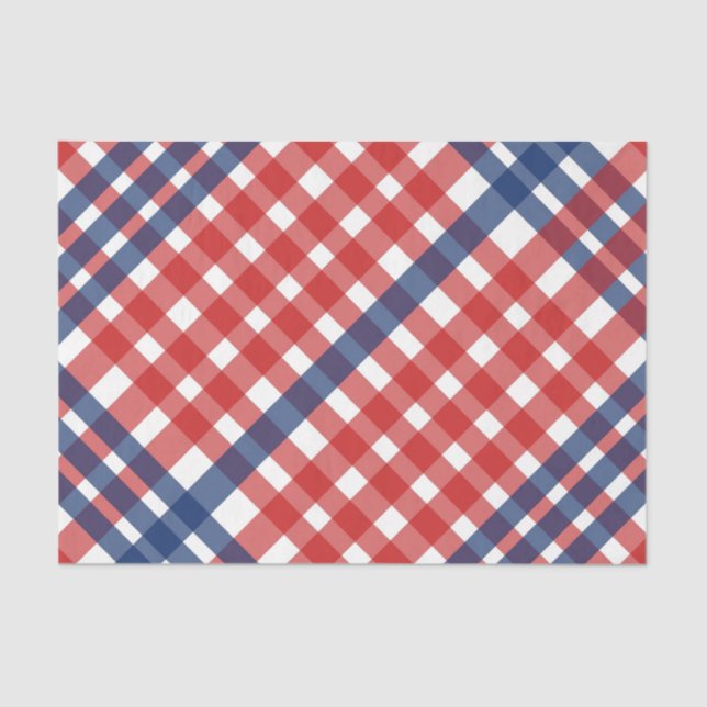 Papel De Seda Red, White y Blue Gingham Plaid (Anverso)