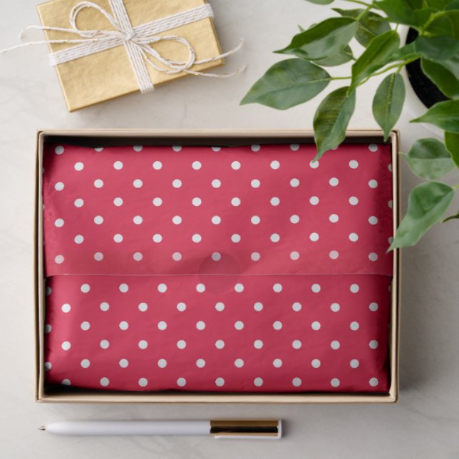 Papel De Seda Red With White Polka Dots (Regalo )
