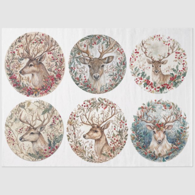 Papel De Seda Redondas de renos para navidades (Anverso)