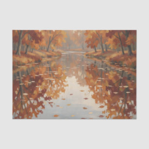 Papel De Seda Reflejo del río de otoño Naranjos Caída