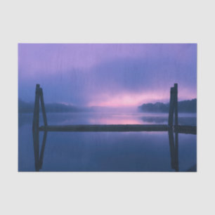 Papel De Seda Reflexión sobre el agua del amanecer morado y rosa