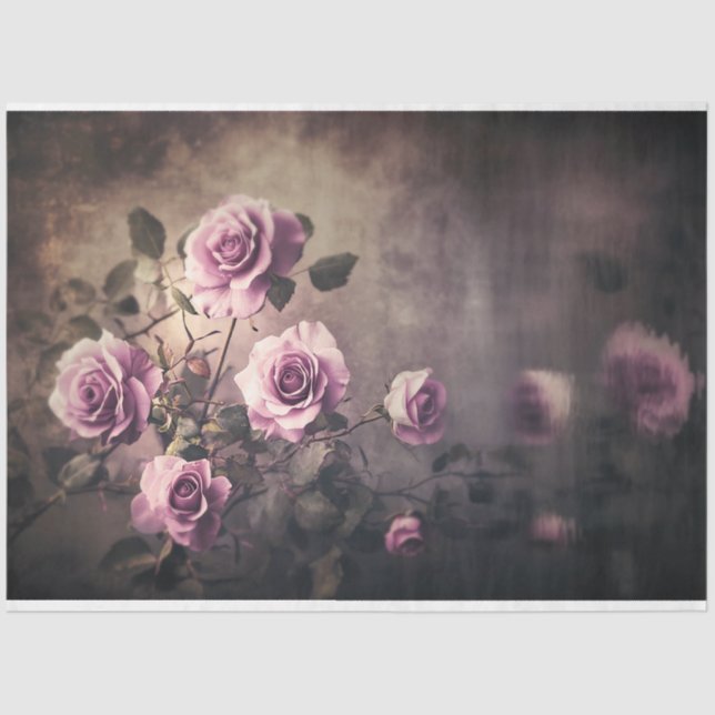 Papel De Seda Reflexiones de rosas, Lago Etéreo y Floral (Anverso)