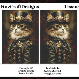 Papel De Seda Regal Steampunk Tabby Cat Retrato DV2B Decoupage