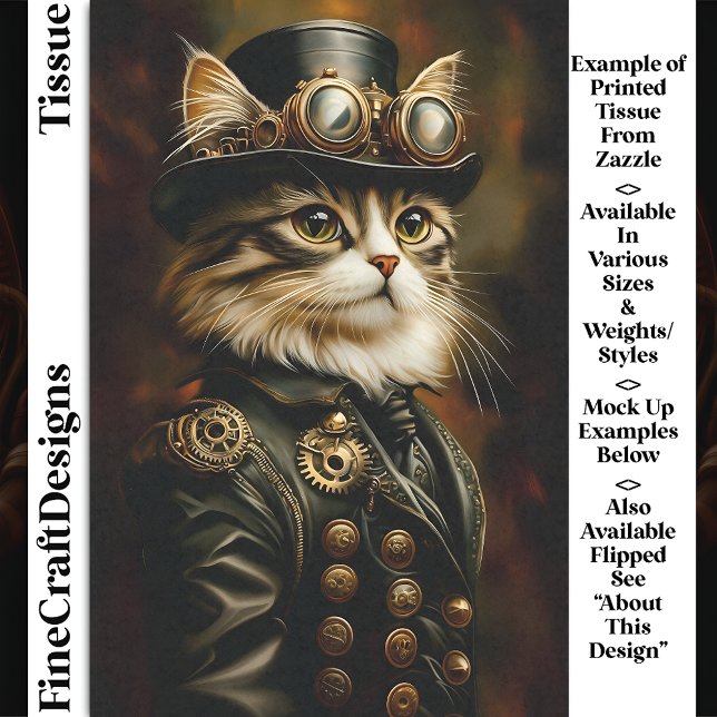 Papel De Seda Regal Steampunk Tabby Cat Retrato DV2R Decoupage (Subido por el creador)