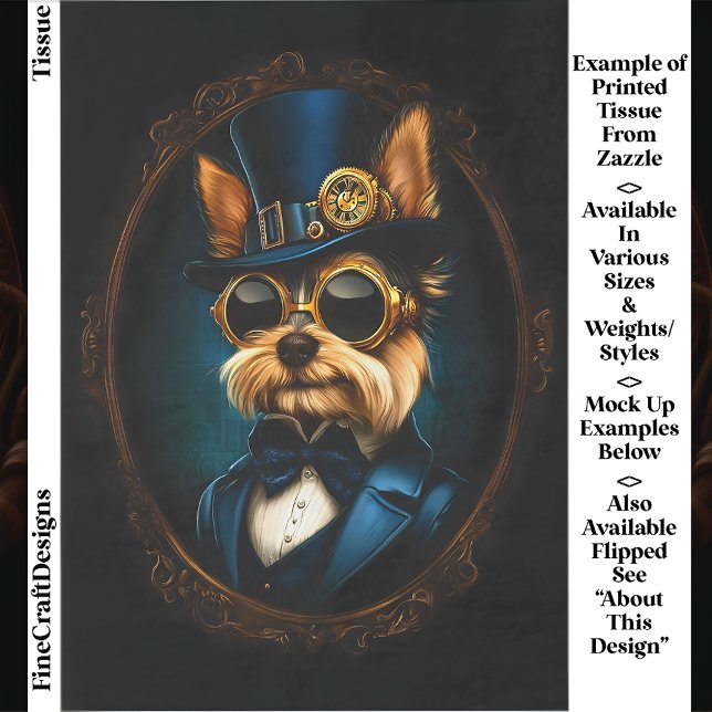 Papel De Seda Regal Steampunk Yorkshire Terrier EF4L Decoupage (Subido por el creador)