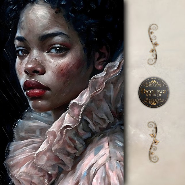 Papel De Seda Regal Woman In Ruffled Gown Decoupage (Regal Woman in Ruffle Gown Decoupage Tissue Paper)