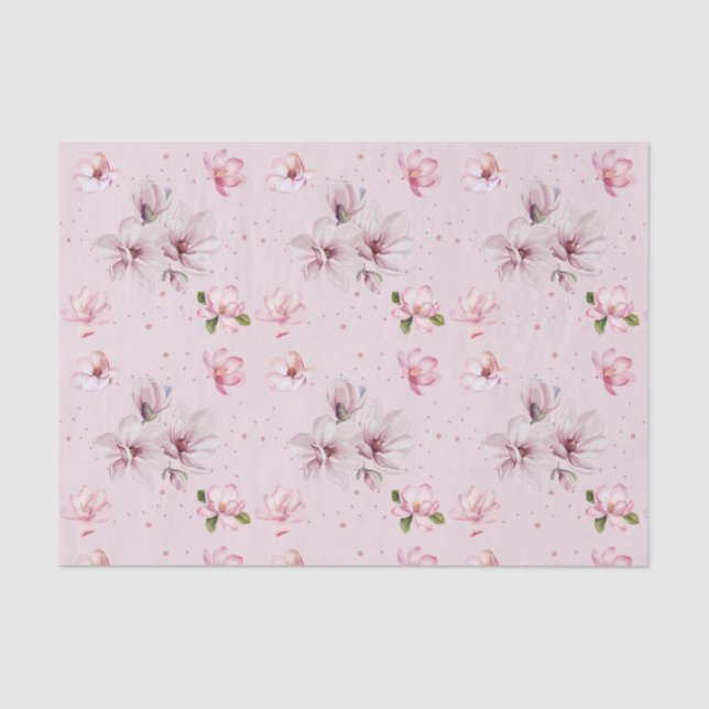 Papel De Seda Regalo acuático floral de la Magnolia rosa de Rubo (Anverso)