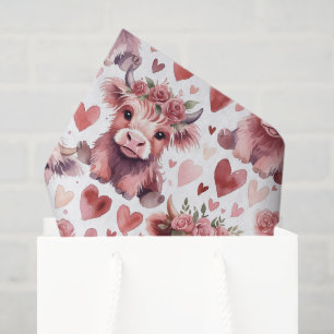 Papel De Seda Regalo de flor de corazón rosa rojo de vaca de Hig