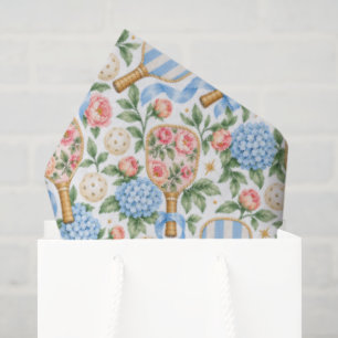 Papel De Seda Regalo de jugador de pickleball floral azul elegan