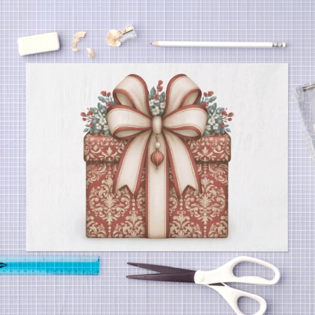 Papel De Seda Regalo de Navidad Rojo (Artesanía)