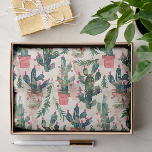 Papel De Seda regalo de navidades coloridos cactus divertidos (Regalo )