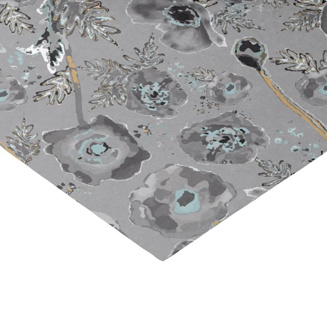 Papel De Seda Regalo de patrón de acuarela de patinetas florales (Floral Poppies Watercolor Pattern Gift Tissue Paper from Studio Posies.)