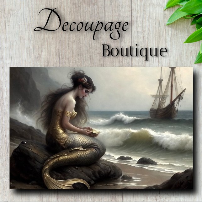 Papel De Seda Regalo de Sirena al Mar Decoupage (Mermaid's Gift to the Sea Decoupage Tissue Paper)