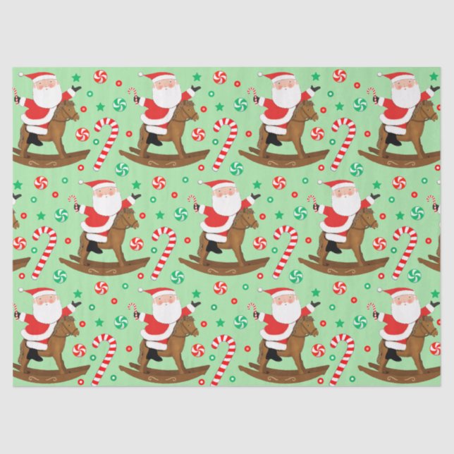 Papel De Seda Regalo de vacaciones de Navidades ecuestres (Anverso)