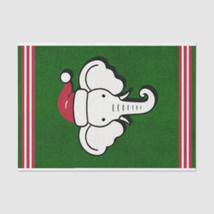 Papel De Seda Regalo Elefante Blanco Rojo y Verde Fiesta de Navi