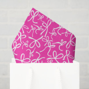 Papel De Seda Regalo femenino con patrón de lazos rosas blancos 