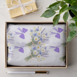 Papel De Seda Regalo floral azul claro y lavanda