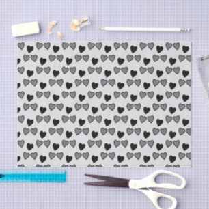 Papel De Seda Regalo gris y negro de los corazones de amor