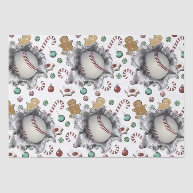 Papel De Seda Regalo navideño de Navidades de béisbol (Anverso)