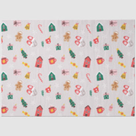 Papel De Seda Regalo Navideño Divertido Verde Rojo Beige