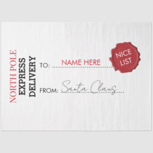 Papel De Seda Regalo oficial de Santa Claus presente desde el Po
