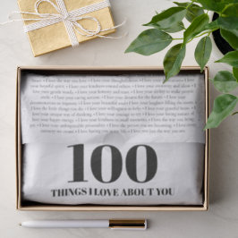 Papel De Seda Regalo personalizable 100 cosas que amo de ti 
