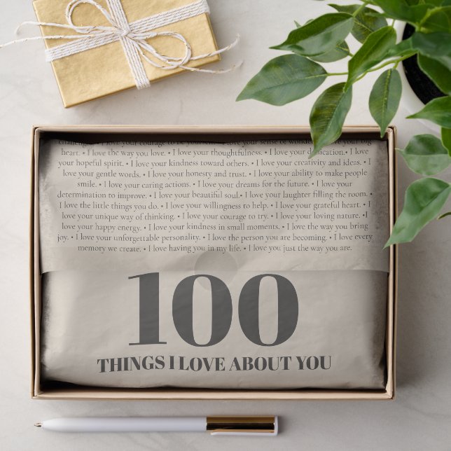 Papel De Seda Regalo personalizable de 100 cosas que amo de ti  (Regalo )