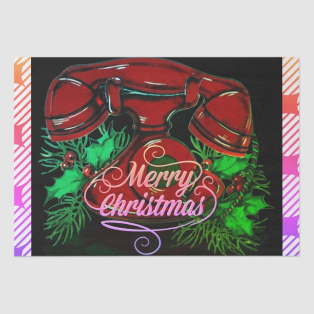 Papel De Seda Regalo telefónico de Navidades rojos antiguos (Anverso)