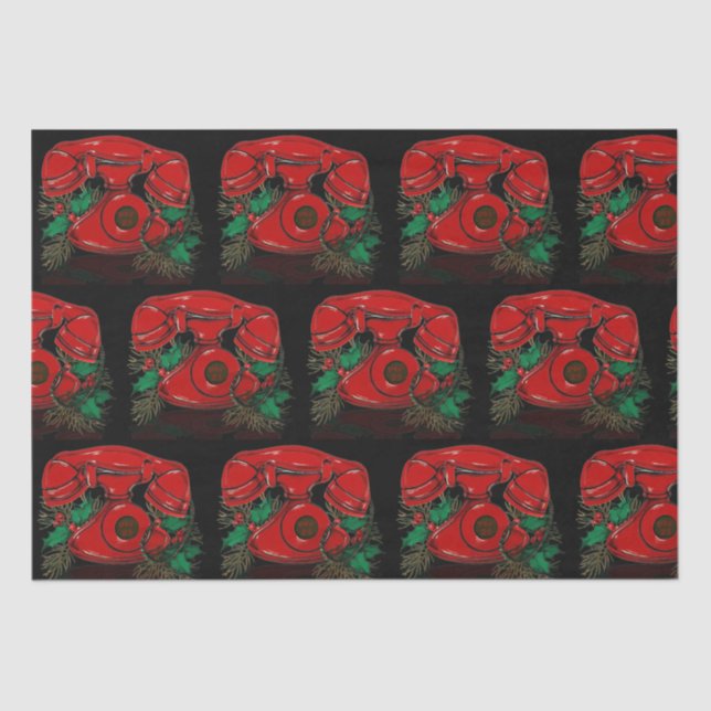 Papel De Seda Regalo telefónico de Navidades rojos antiguos (Anverso)