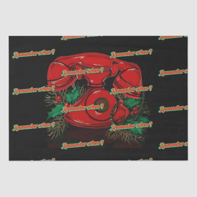 Papel De Seda Regalo telefónico de Navidades rojos antiguos (Anverso)