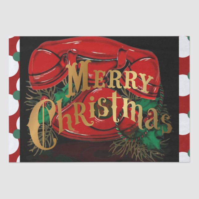 Papel De Seda Regalo telefónico de Navidades rojos antiguos (Anverso)