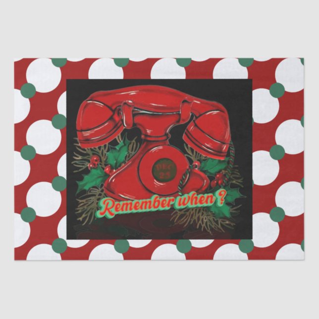 Papel De Seda Regalo telefónico de Navidades rojos antiguos (Anverso)