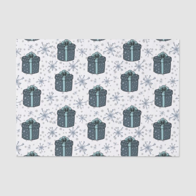 Papel De Seda Regalos de Navidad azules (Anverso)