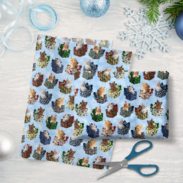 Papel De Seda Regalos de Navidad con gatitos pequeños dentro