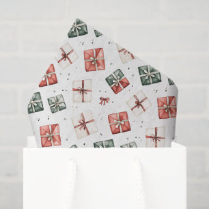 Papel De Seda Regalos de Navidad Verde Blanco Rojo