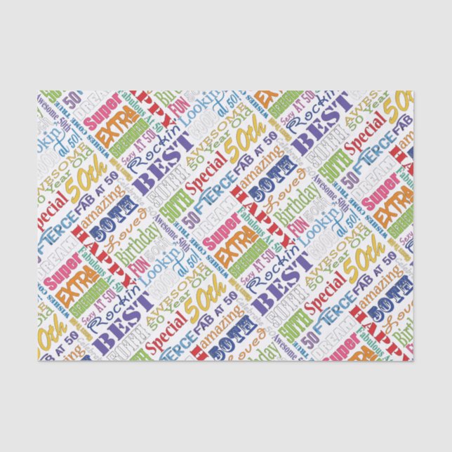 Papel De Seda Regalos Únicos Y Especiales De Fiesta De 50 Años (Anverso)